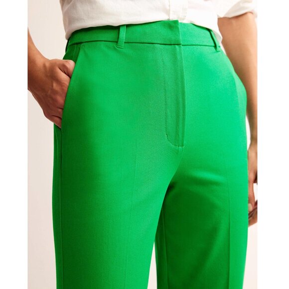 Boden Kew Bi Stretch Pants Green Womens US 2 Long Cotton Tapered Straight Ankle - Picture 2 of 16